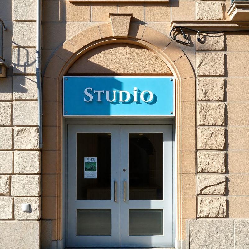 Vhod v studio na celjski ulici z azurno tablico
